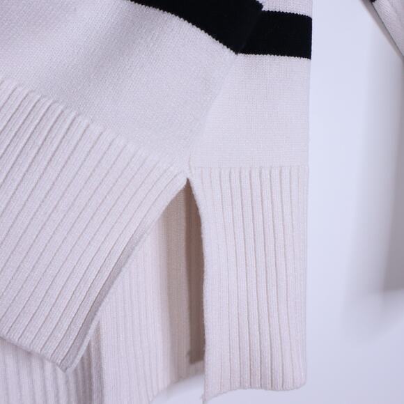 SUNDAYS Oversized Plush Crew Neck Sweater White with Black Stripes Women's XS - Picture 5 of 9